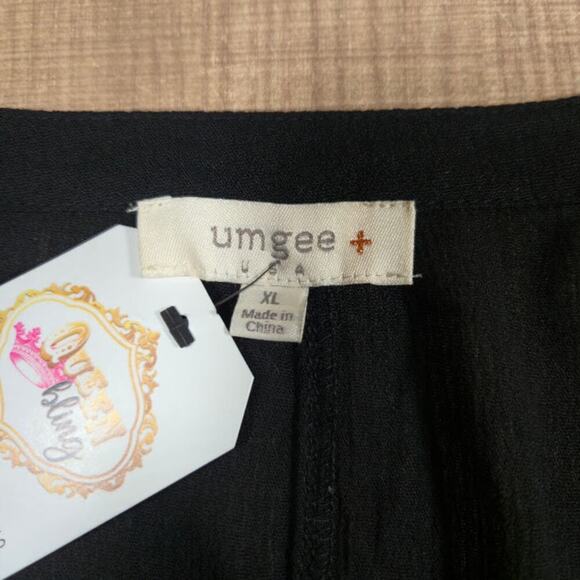 Umgee NWT Womens Lace Peasant Top Size XL Black Embroidered Bohemian Whimsigoth - Picture 3 of 9